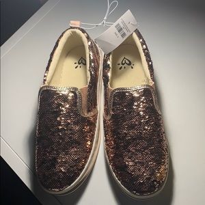 Justice glitter slide on sneakers.
